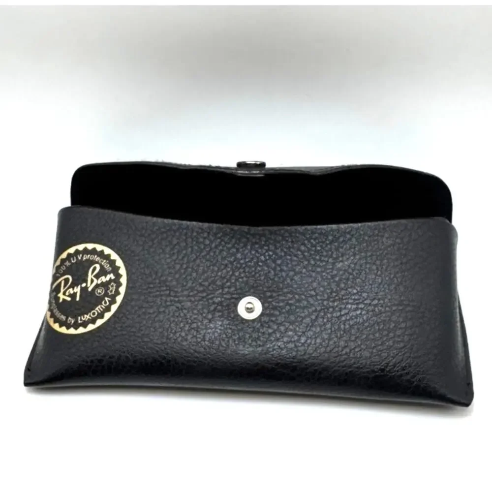 Ray-Ban Black Leather Sunglasses Case Snap Closure Luxottica‎ Authentic